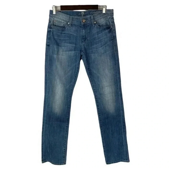 7 For All Mankind 7FAMK Medium Wash Straight Leg Jeans 29 - Picture 1 of 4